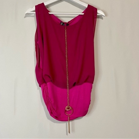 La Scala Women’s Sleeveless Ruched Blouse with Necklace Pink NWOT - Picture 1 of 8